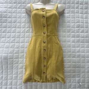 Aritzia Wilfred Free Dress Womens 0 Yellow Shasta Mini Babydoll Button Down
